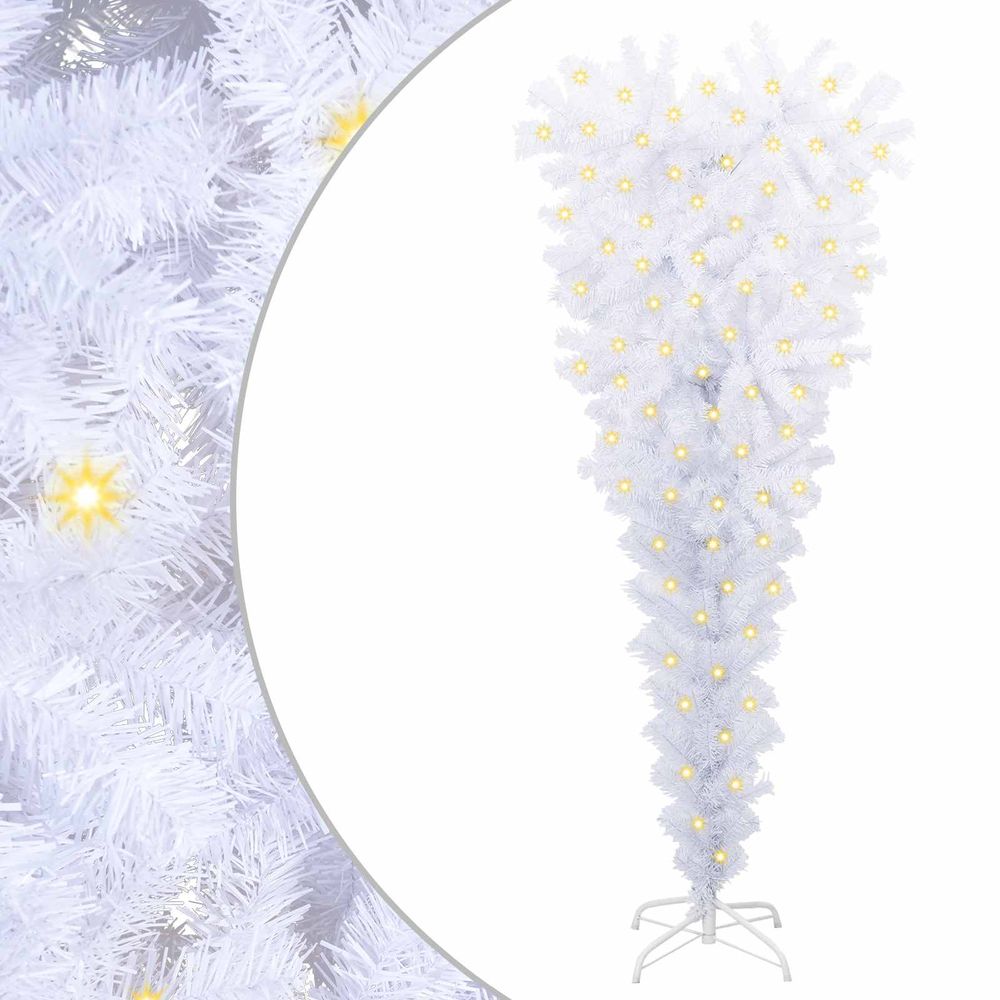 Sapin de noël artificiel avec 150 led blanc 120 cm pvc et acier