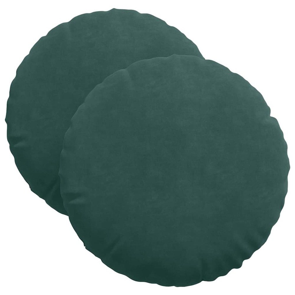 Coussins de siège 2 pcs vert foncé ø 40 x 13 cm velours