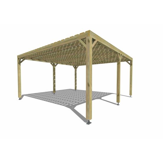 Pergola bois • 5m x 5m • indépendante • sens profondeur • platelage bois • livraison comprise