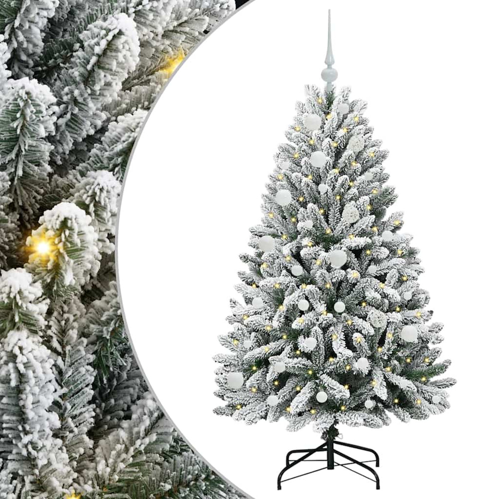 Sapin de noël artificiel vert et blanc 150 cm pvc et métal