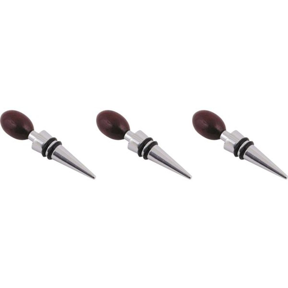 Bouchon à vin 10cm en acier et bois (lot de 3)