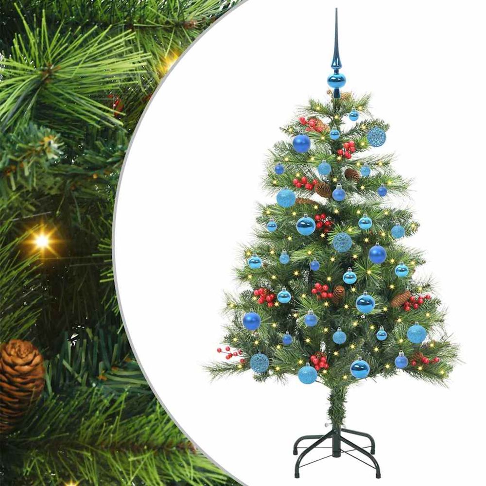 Sapin de noël artificiel 150 led blanc chaud pvc et métal vert