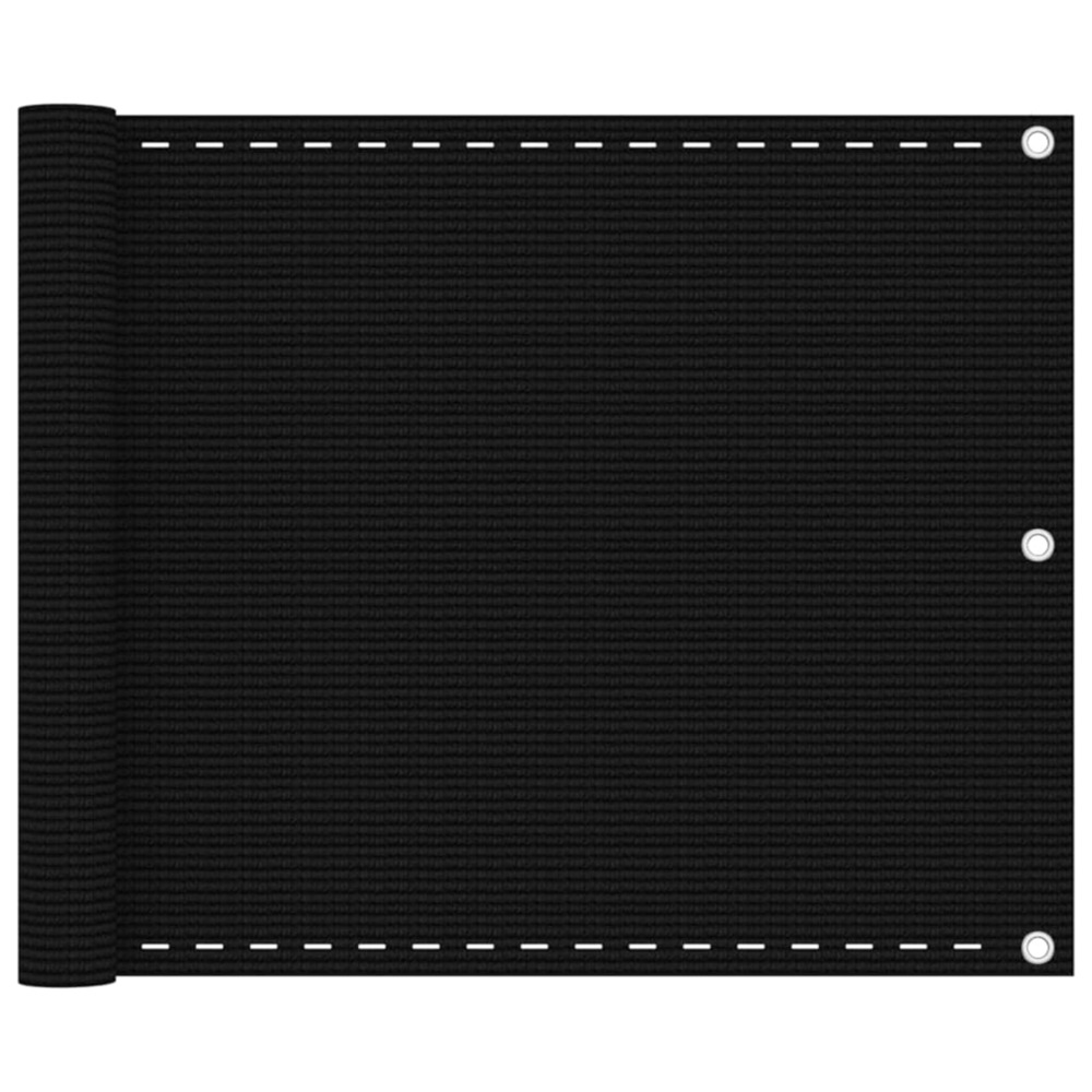 Écran de balcon noir 75x600 cm pehd