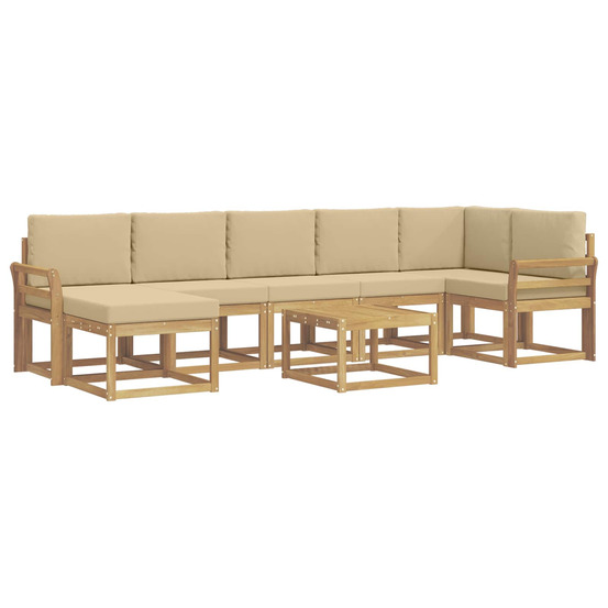 Ensemble de canapés d'extérieur 8 pcs blanc et beige polyester