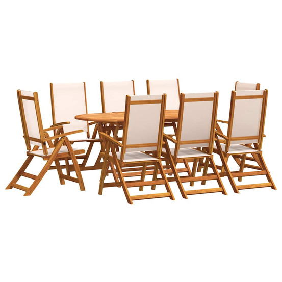 Ensemble à manger de jardin 9pcs bois d'acacia solide textilène