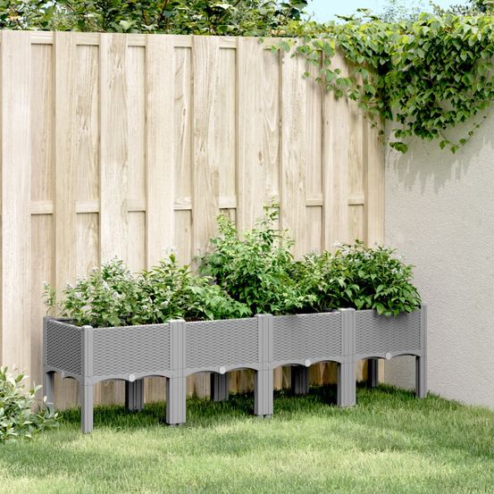 Jardinière surélevée xxl pp pour potager balcon 160x40x42 cm gris clair