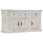 Buffet bahut armoire console meuble de rangement blanc 140 cm bois de manguier massif
