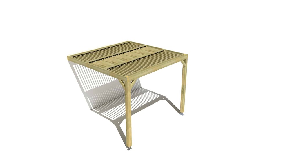 Pergola bois • 3m x 3m • adossée • sens largeur • lames orientables bioclimatiques incluses • livraison comprise