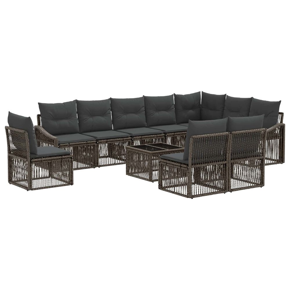 Ensemble de canapé de jardin 11 pc gris polyrotin