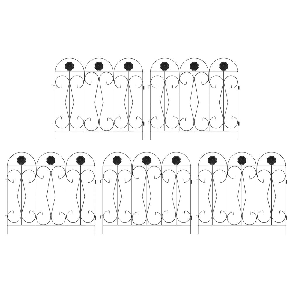 Clôture de jardin 5 pc acier noir