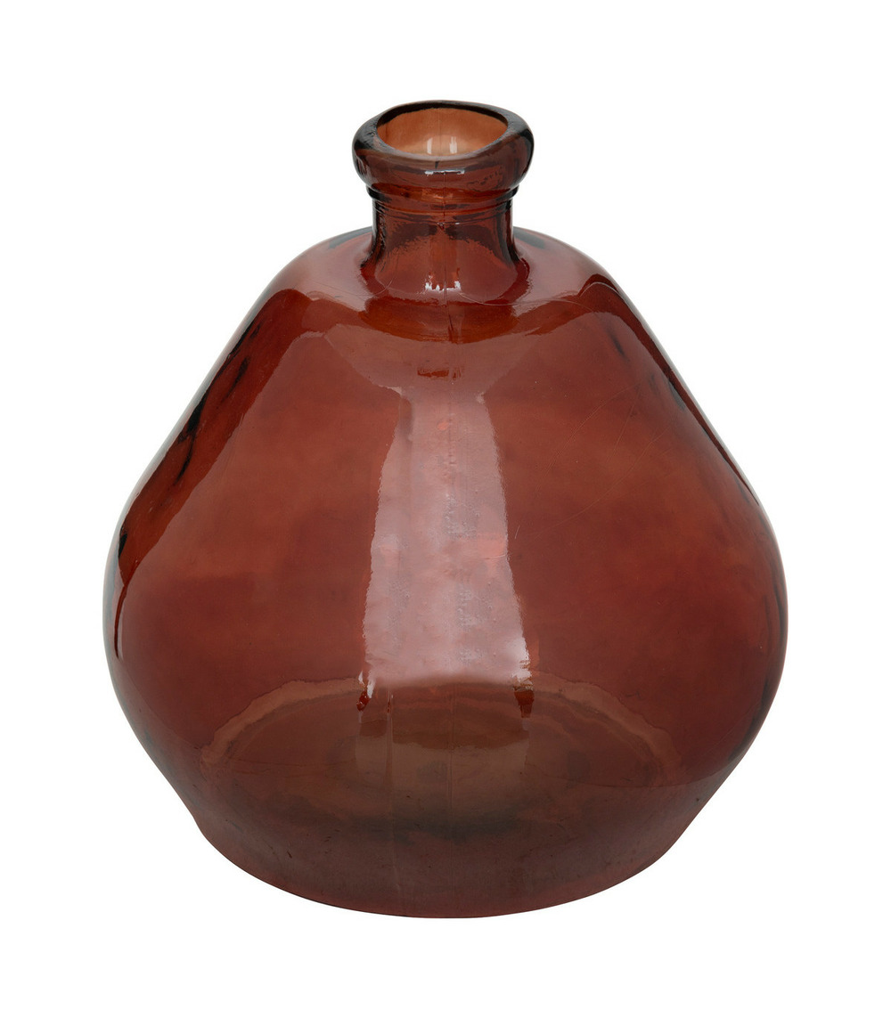 Vase rond en verre recyclé rouge ambre d. 45 x h. 50 cm