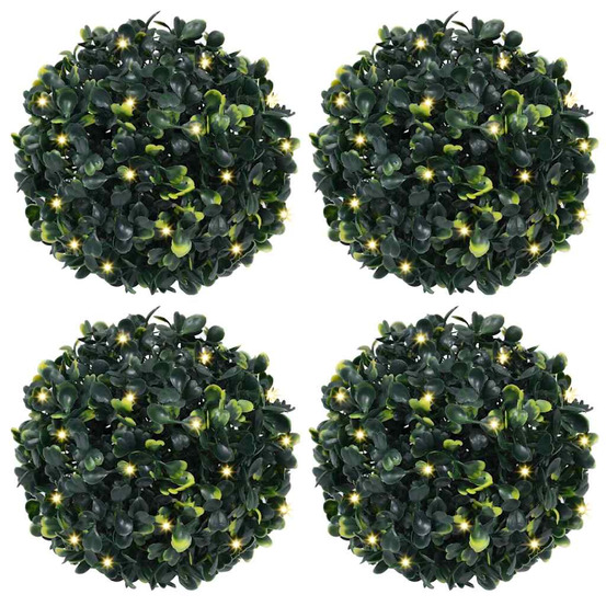Boules de buis artificielles avec lumières led 4 pcs vert 12 cm