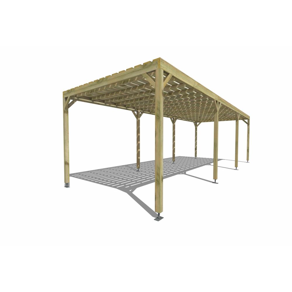 Pergola bois • 9m x 3m • indépendante • sens profondeur • platelage bois • livraison comprise