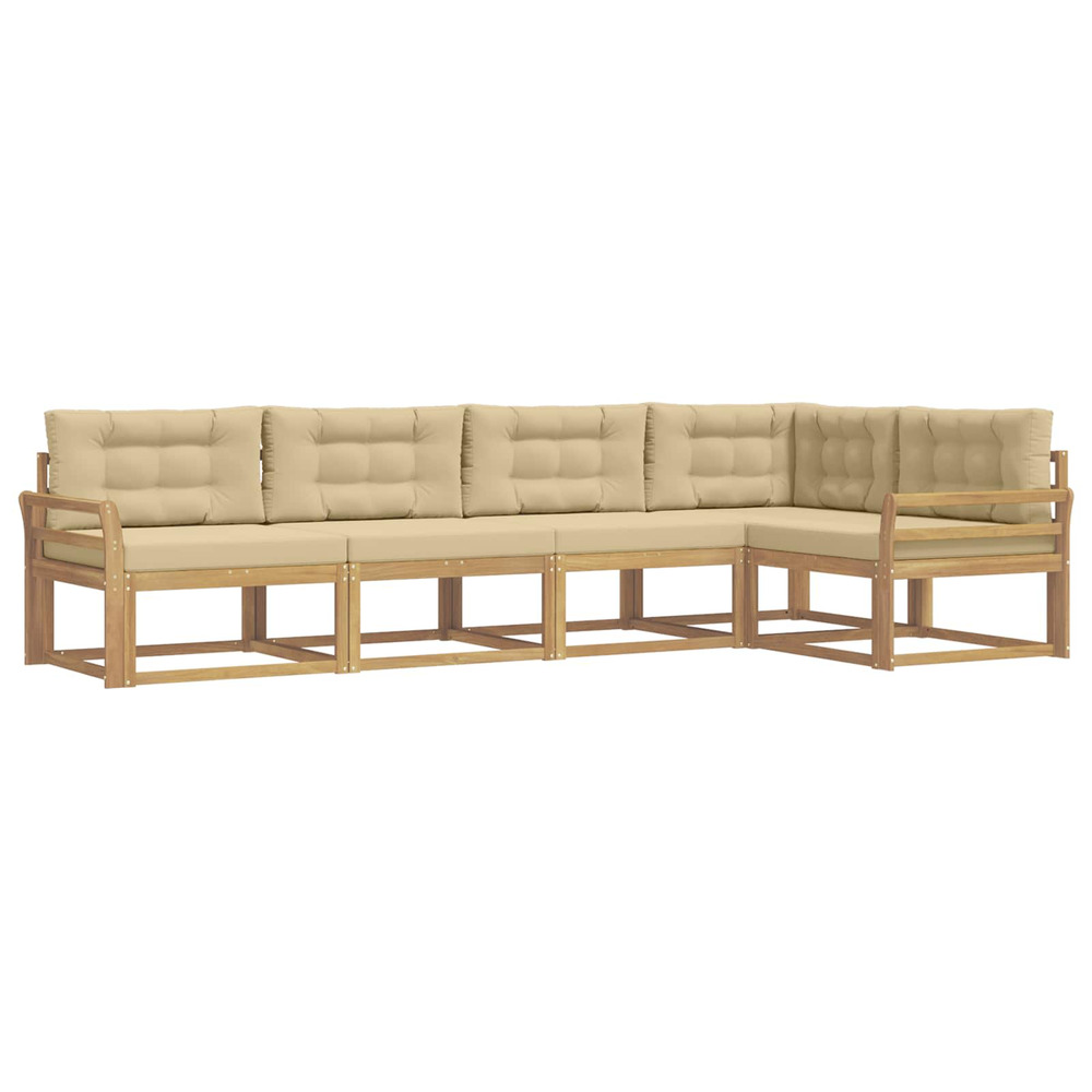 Ensemble de canapés d'extérieur 4 pcs blanc et beige polyester