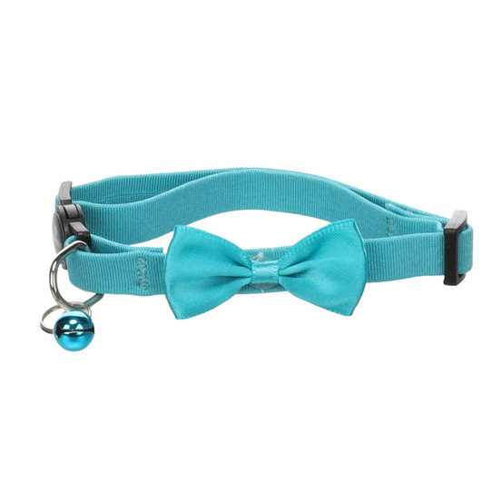 Collier avec nœud castor turquoise 20 – 35 cm pour chat