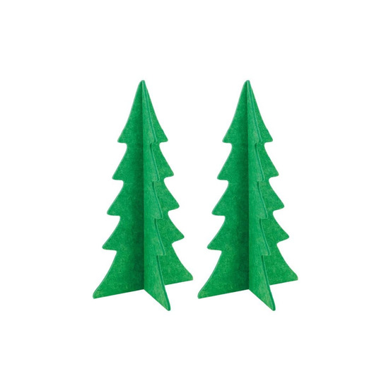Lot de 2 sapins de noël pliables en feutrine verte – décoration de table ou rebo