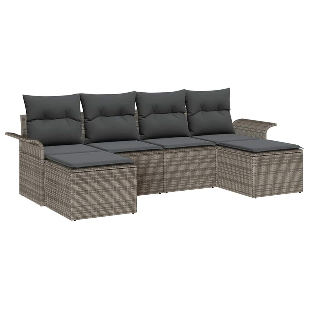 Ensemble de canapé de jardin 6 pc gris polyrotin