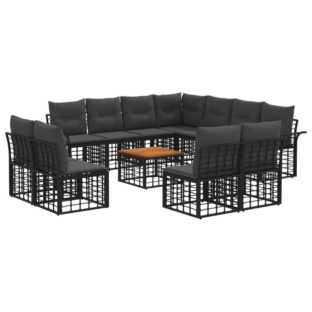 Ensemble de canapés d'extérieur 12 pc noir et gris foncé