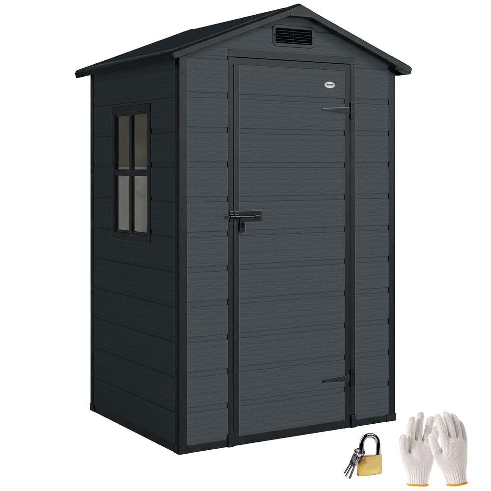 Abri de jardin polypropylène aluminium extérieur rangement outils 128x104x196cm gris - comfortxl outdoor living