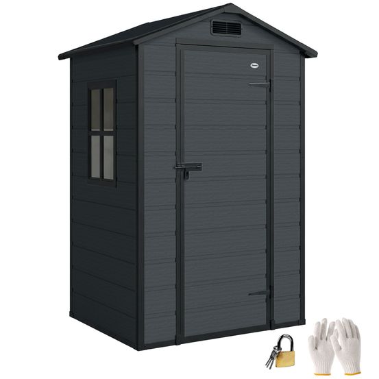 Abri de jardin polypropylène aluminium extérieur rangement outils 128x104x196cm gris - comfortxl outdoor living