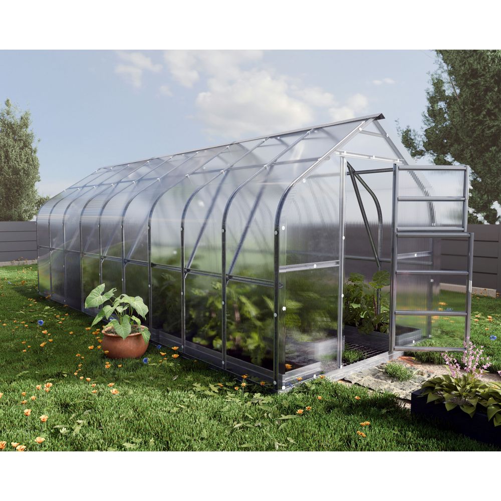 Serre en polycarbonate standart 15m² (2,5x6m), 4mm, lucarnes automatiques incluses