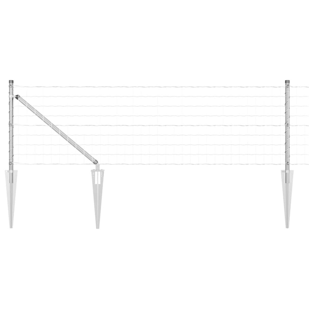 Clôture avec poteau argenté 0,6 x 25 m acier