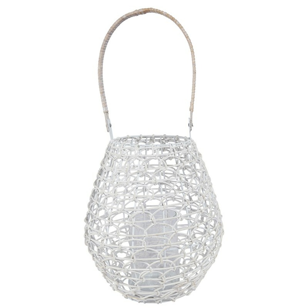 Lanterne rotin blanc 25x50 cm