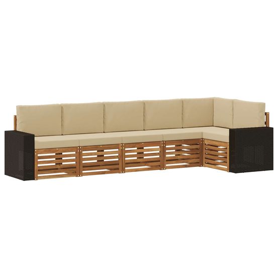 Ensemble de canapés d'extérieur 6 pc naturel et beige polyester