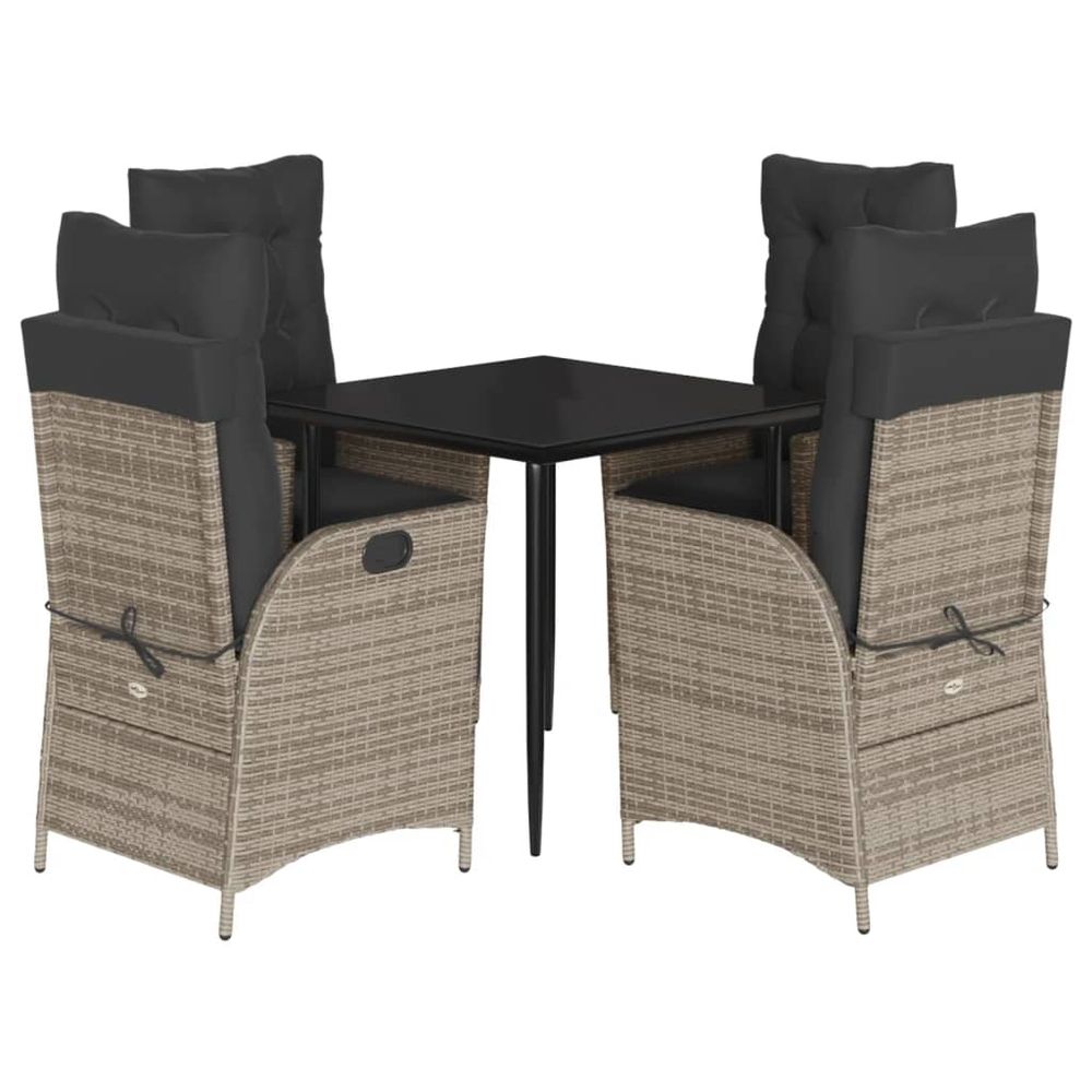 Ensemble à manger de jardin 5 pcs coussins gris résine tressée