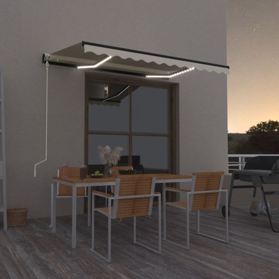 Auvent automatique avec capteur de vent et led 350x250 cm crème