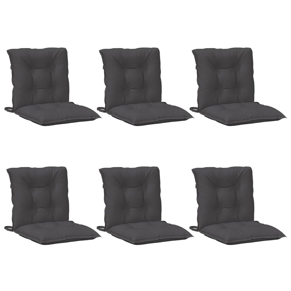 Coussins de chaise à dossier bas lot de 6 anthracite mélangé