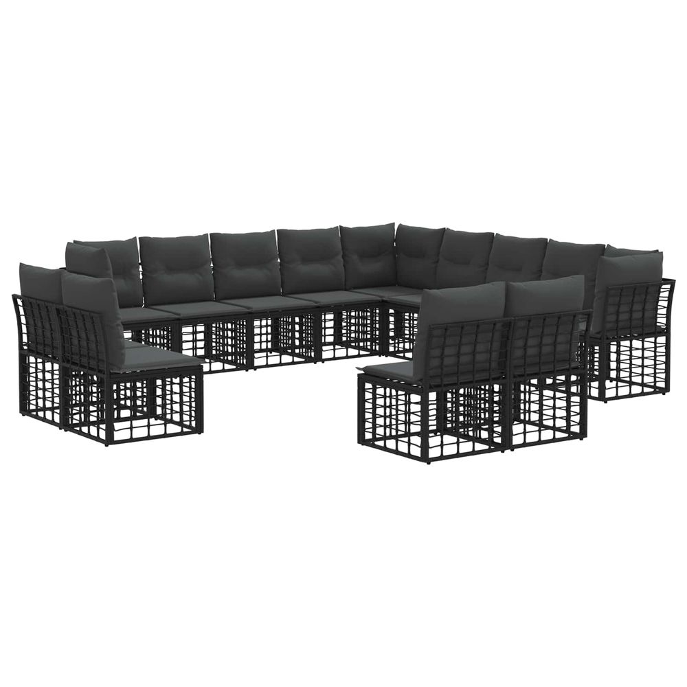Ensemble de canapés d'extérieur noir et gris foncé polyester