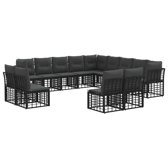 Ensemble de canapés d'extérieur noir et gris foncé polyester