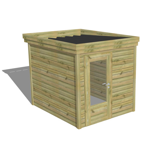 Abri de jardin bois pin traité autoclave 27mm - 2,14x2,64m / 6m2 - bac acier - abri français