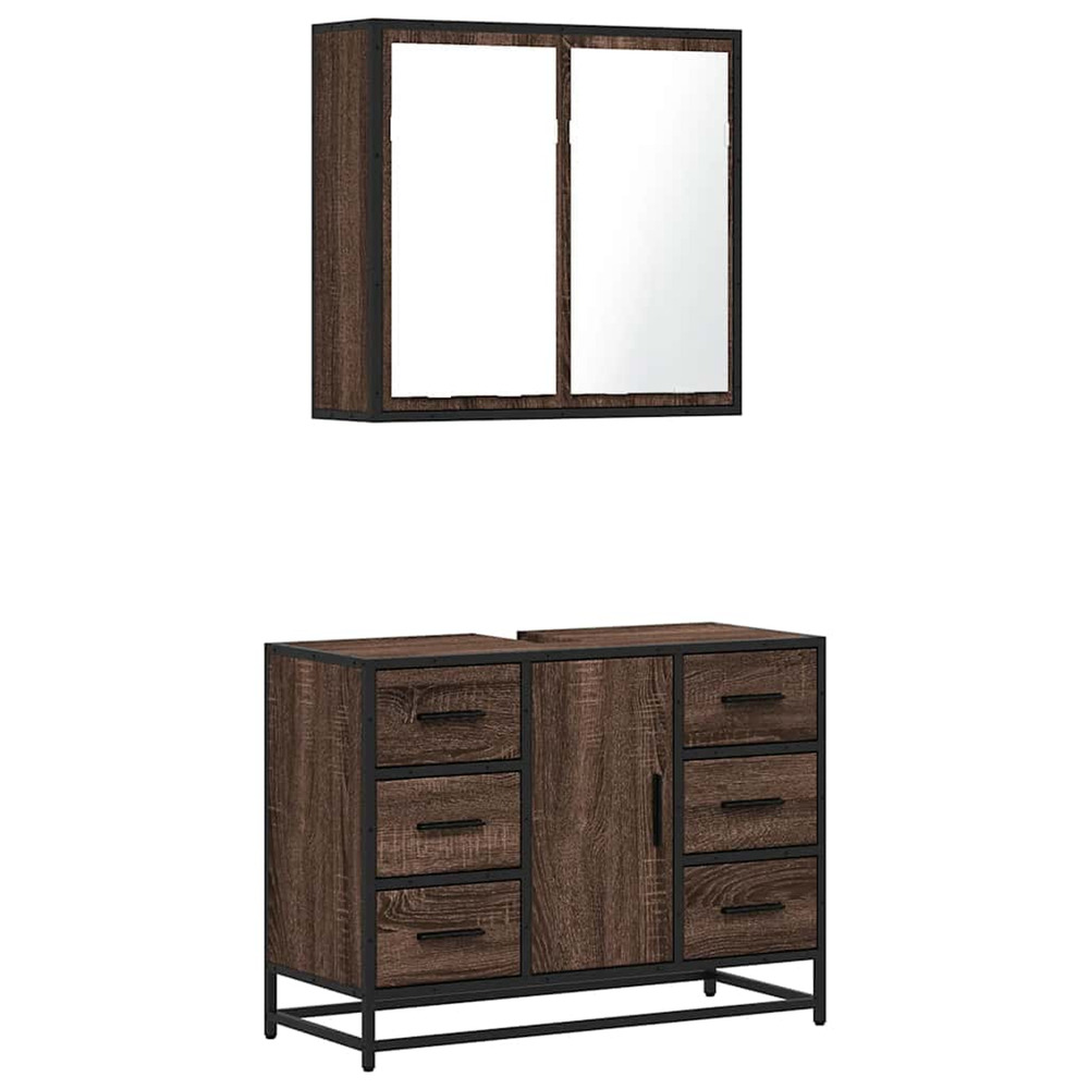 Ensemble de meubles de salle de bain 2 pcs chêne marron