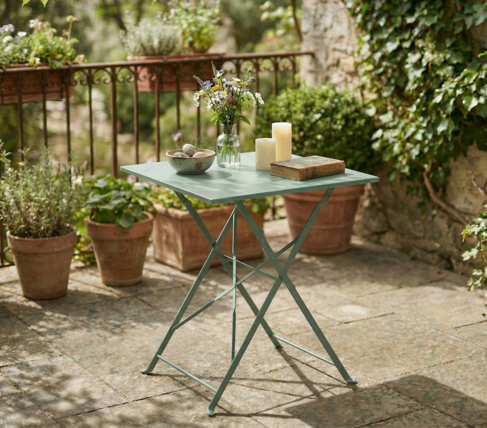 Table de jardin pliante - 2 places - vert amande - florence