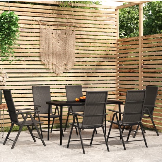Ensemble à manger de jardin 7 pcs noir