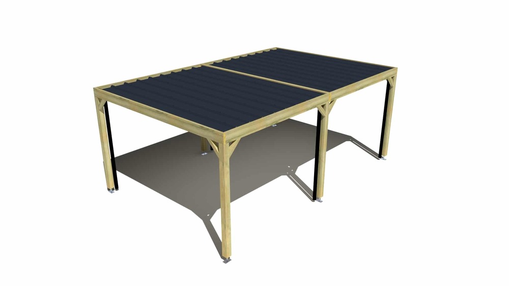 Carport bois • 6m x 4m • indépendante • sens largeur • livraison comprise