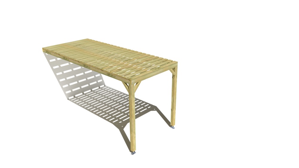 Pergola bois • 2m x 5m • adossée • sens profondeur • platelage bois • livraison comprise