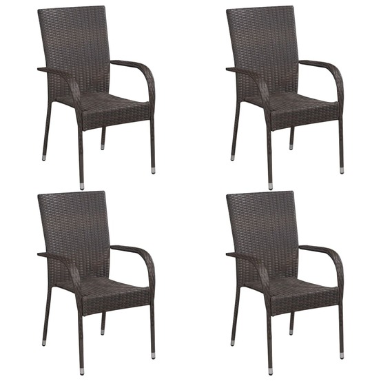 Ensemble à manger de jardin 5pcs résine tressée marron