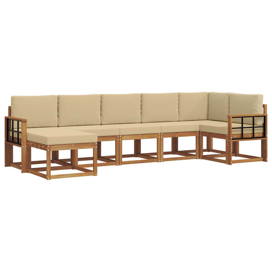 Ensemble de canapés d'extérieur 7 pcs naturel et beige