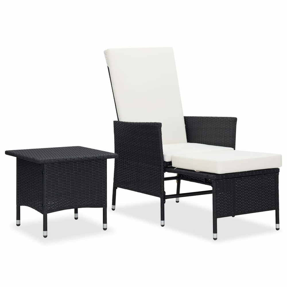 Salon de jardin meuble d'extérieur ensemble de mobilier 2 pièces avec coussins résine tressée noir