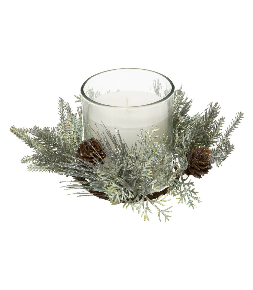 Centre de table bougie parfumée avec déco de noël 210 g