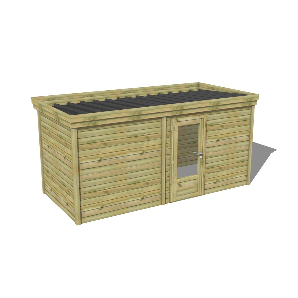 Abri de jardin bois pin traité autoclave 27mm - 4,69x2,14m / 10m2 - bac acier - abri français