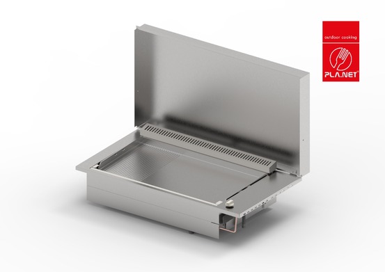 Plancha oasi 80 lisse rainurée + couvercle