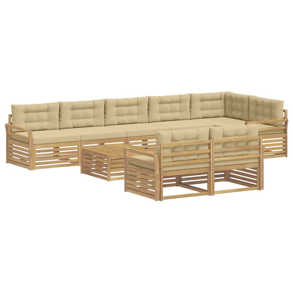 Ensemble de canapés d'extérieur 9 pc blanc et beige polyester