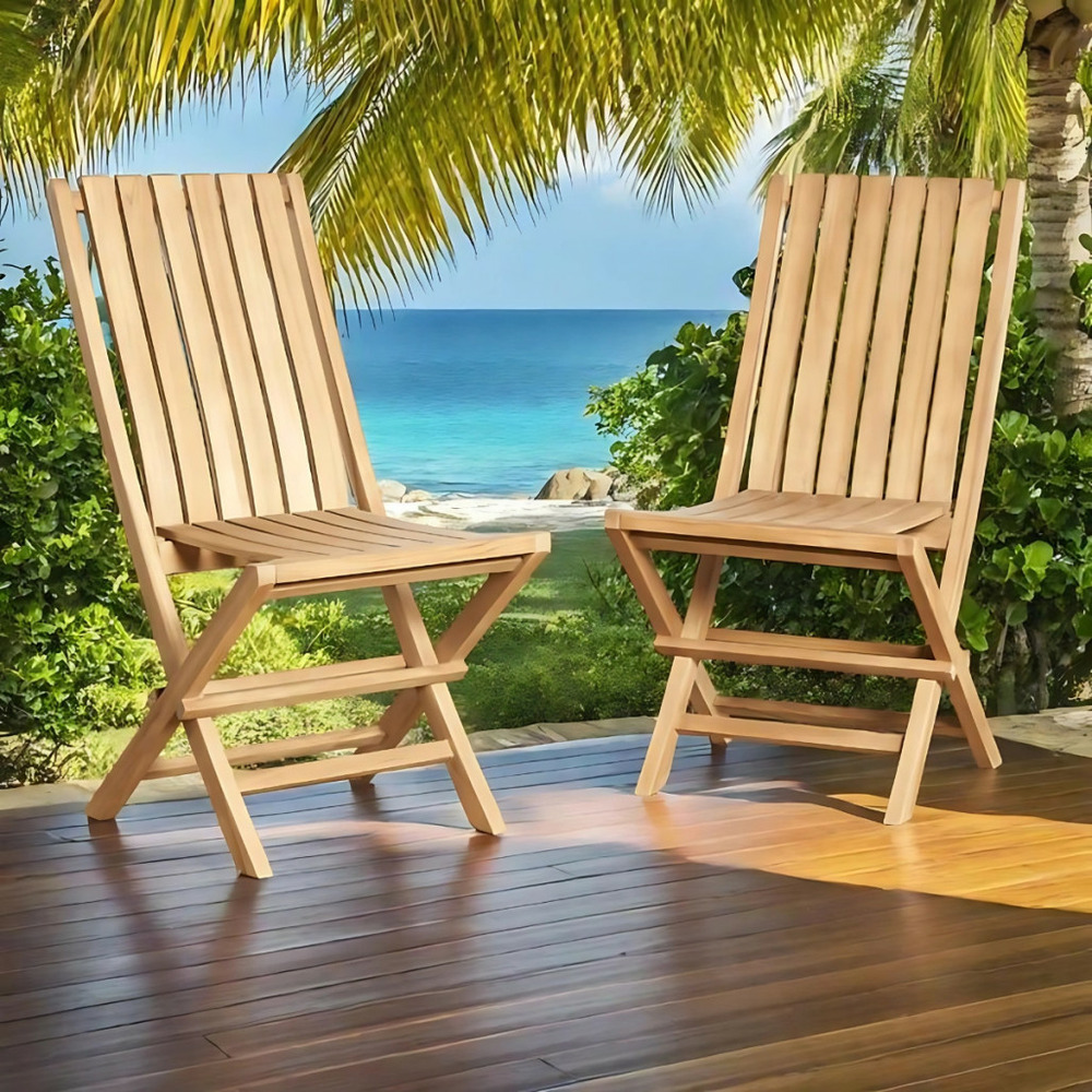 Ensemble de 2 chaises pliantes en teck helza