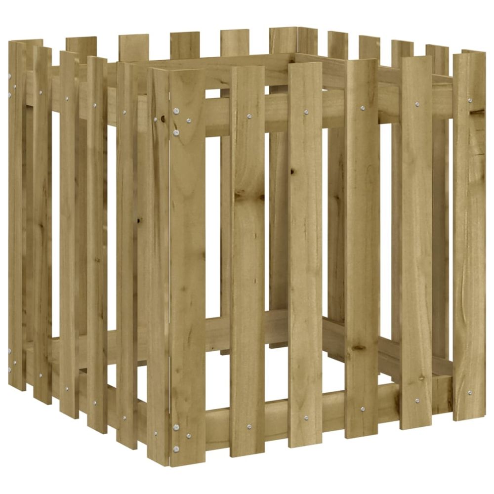 Jardinière d'extérieur avec design de clôture 60x60x60 cm pin imprégné