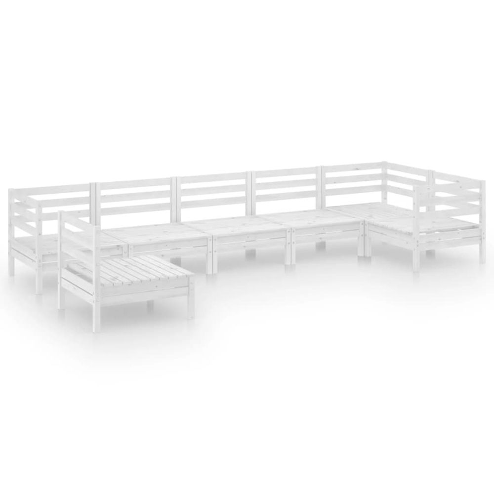 Salon de jardin 7 pcs bois de pin massif blanc