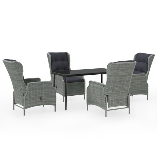 Ensemble à manger de jardin 5 pcs gris clair